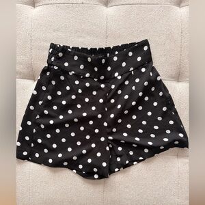 Dynamite Black & White Polka Dot High-Waist Shorts